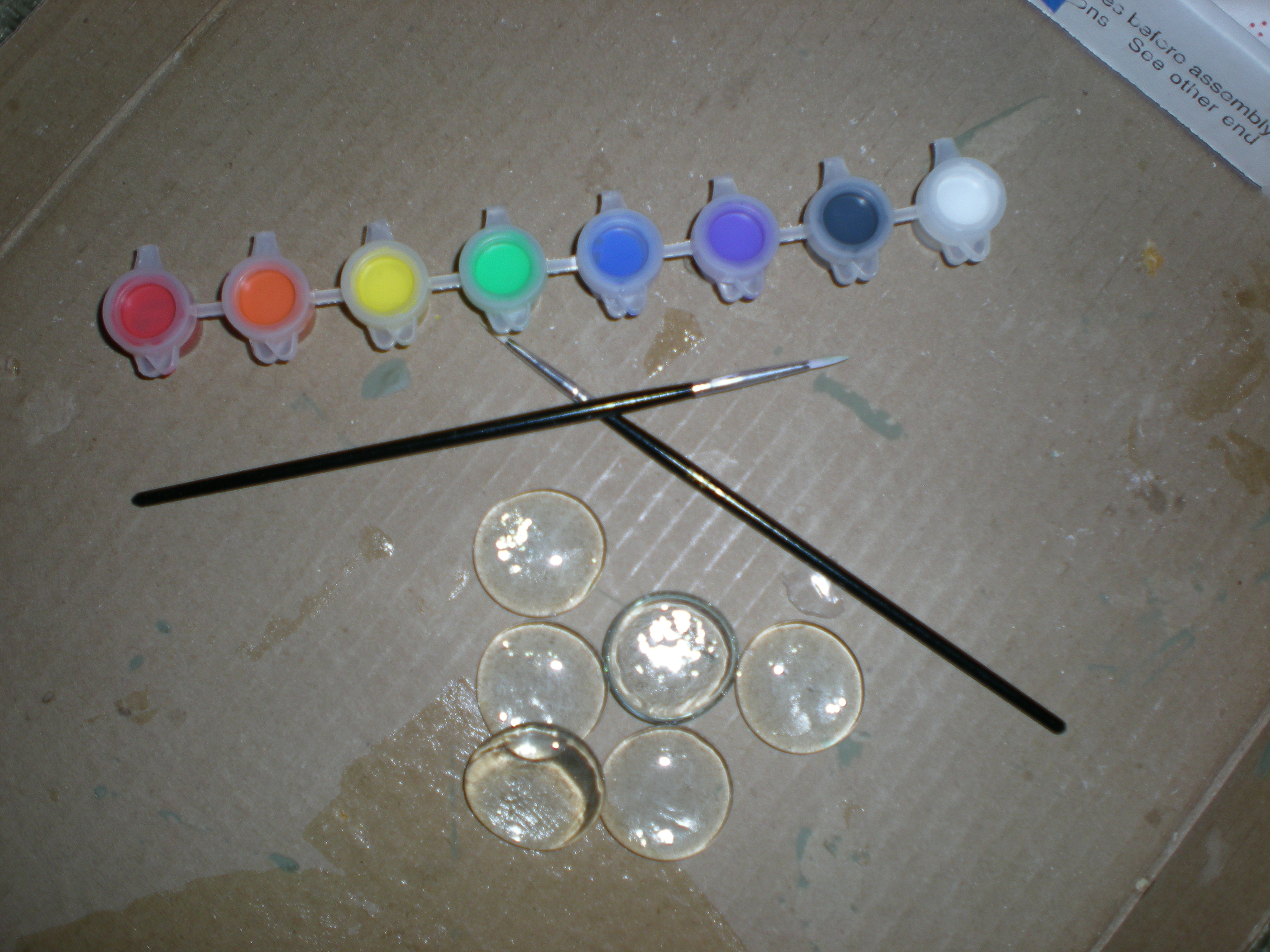 paints, stones glass and  stones painting kit brushes, glass paint